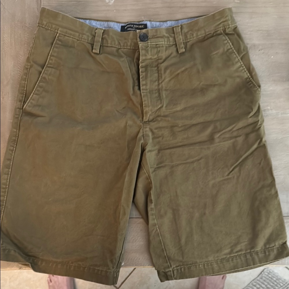 Banana Republic Green Flat Front Shorts